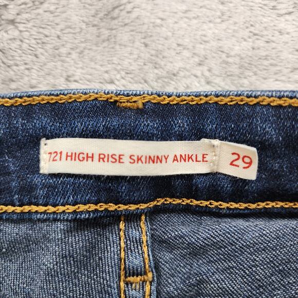 Levi's Jeans Womens W29 Blue 721 High Rise Skinny Ankle Stretch Denim Dark Wash - Picture 6 of 14